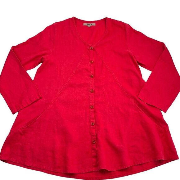 FLAX Linen Button tunic top Jacket S Long Lagenlook coastal grandma boho - Picture 7 of 12